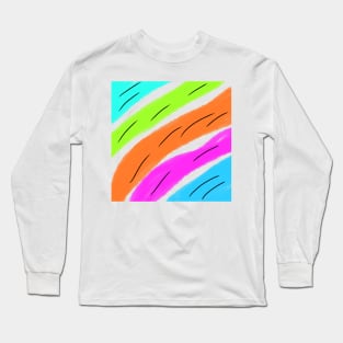 Green pink blue watercolor abstract art Long Sleeve T-Shirt